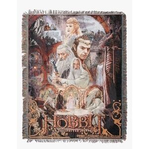NEW The Hobbit: An Unexpected Journey Group Woven Fringe Tapestry Throw Blanket
